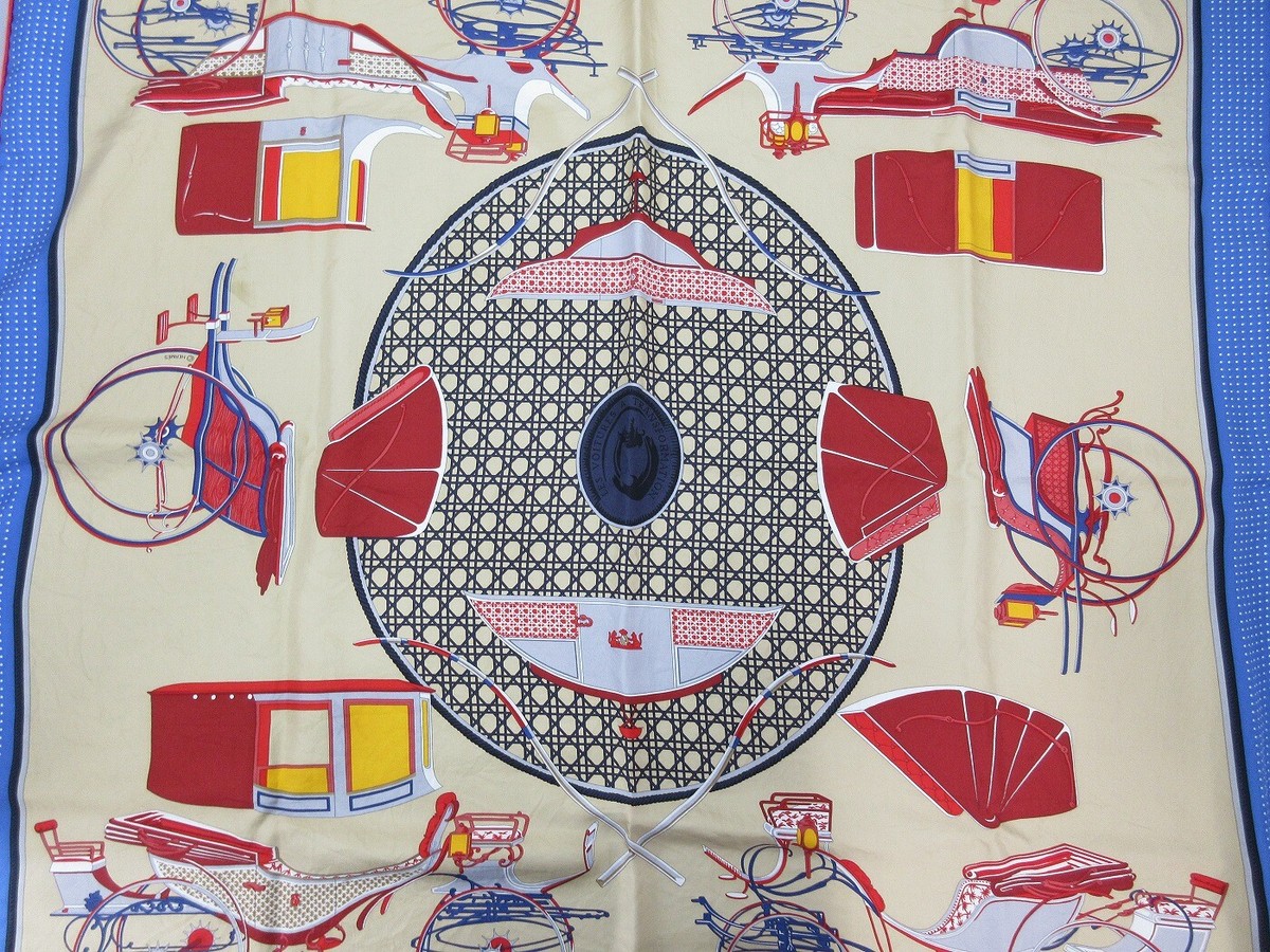 エルメス シルク スカーフ LES VOITURES A T Auth HERMES Scarf 100% Silk LES VOITURES A TRANSFORMATION