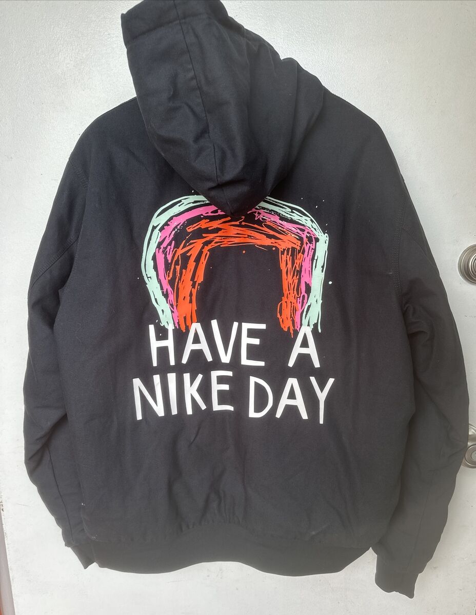 Nike Mens Jacket Size L - Tall 'Have A Nike Day' Black Full Nike Mens Jacket Size L - Tall 'Have A Nike Day' Black Full