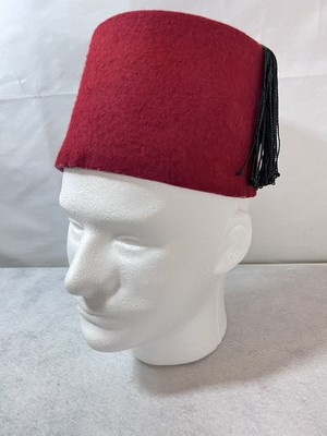 Vtg TOX Ottoman Empire Dark Red Fez Hat 