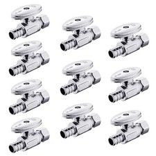 EFIELD  10 PCS  1/2" PEX X 3/8"OD BRASS 1/4 TURN STRAIGHT STOP VALVE , LEAD-FREE
