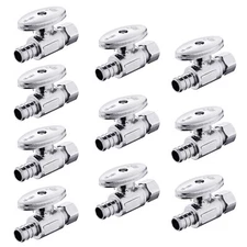 EFIELD  10 PCS  1/2" PEX X 3/8"OD BRASS 1/4 TURN STRAIGHT STOP VALVE , LEAD-FREE