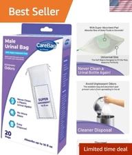 20 Count Disposable Male Urinal Bag with Super Absorbent Pad – Leak Resistant