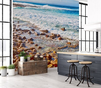 3D Wellen Stein ZHUC7839 Tapete Wandbild Fototapete Abnehmbarer Ann