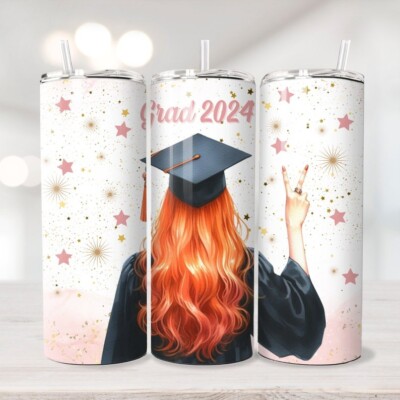 Graduation Grad 2024 Senior 20oz Skinny Tumbler Thermo Travel Tumbler 4