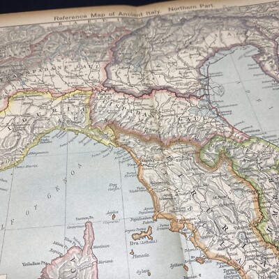 Reference Map Ancient Italy Northern 1920 Antique Map Folded Frameable Wall Art