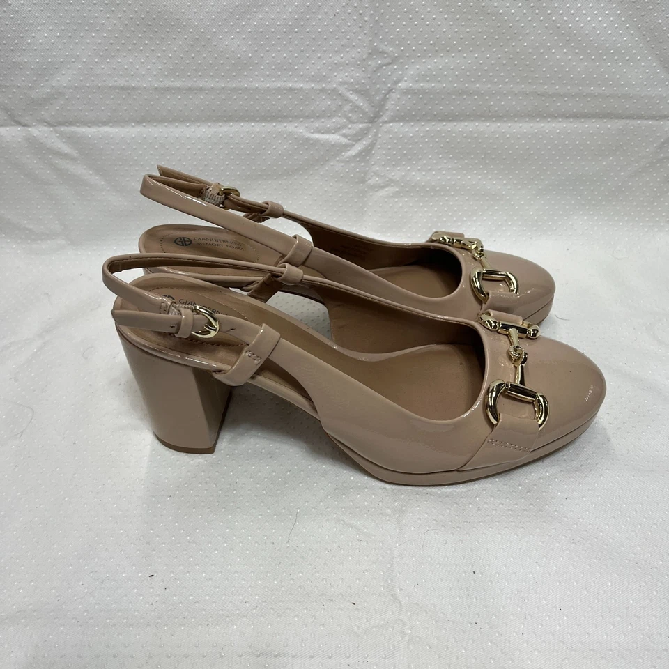 Giani Bernini Apriil Slingback Pumps Womens Size 8M Nude Memory Foam Block Heel - Image 4 of 4
