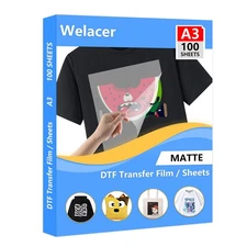 DTF Transfer Film A3 100 Sheets Double-Sided Matte DTF Film, PET Heat Transfe...