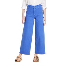 Womens High-Rise Sailor Wide Leg Ankle Jeans Blue Size 6