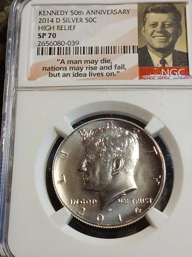 2014 D High Relief Silver Kennedy Half Dollar NGC SP 70