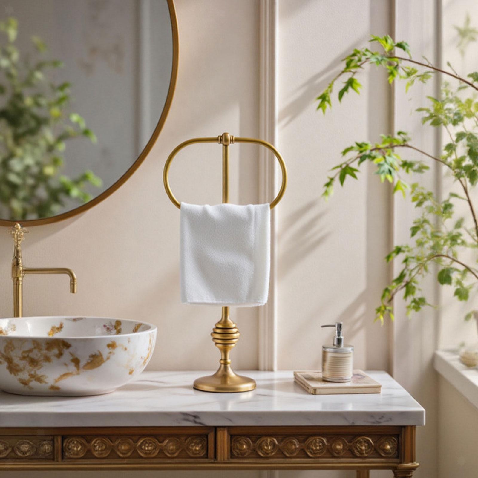 Stand Towel Ring Hand Towel Holder Hanger for Vanity Countertop Home Decor