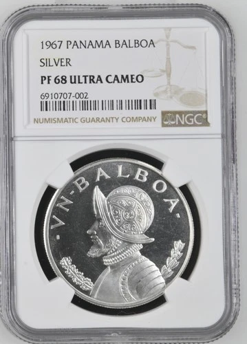 1967 PANAMA Silver BALBOA NGC PF-68 ULTRA CAMEO - 002