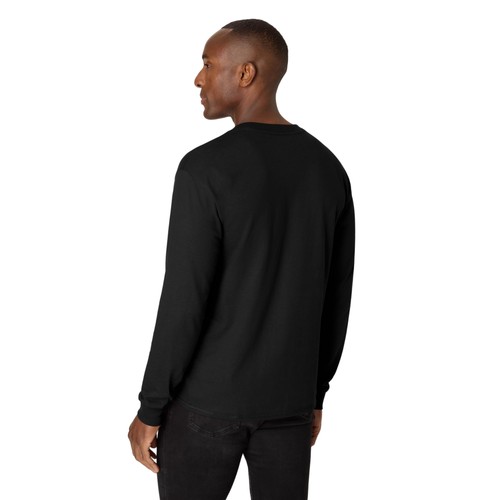 Hanes Men's Beefy Long Sleeve Three-Button Henley Small, Ebony  - Picture 2 of 5