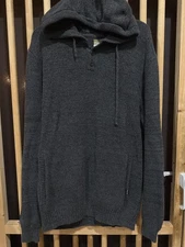 Dravus Sweater Mens XL Gray Knit Pullover Hoodie Kangaroo Pocket Minimalist