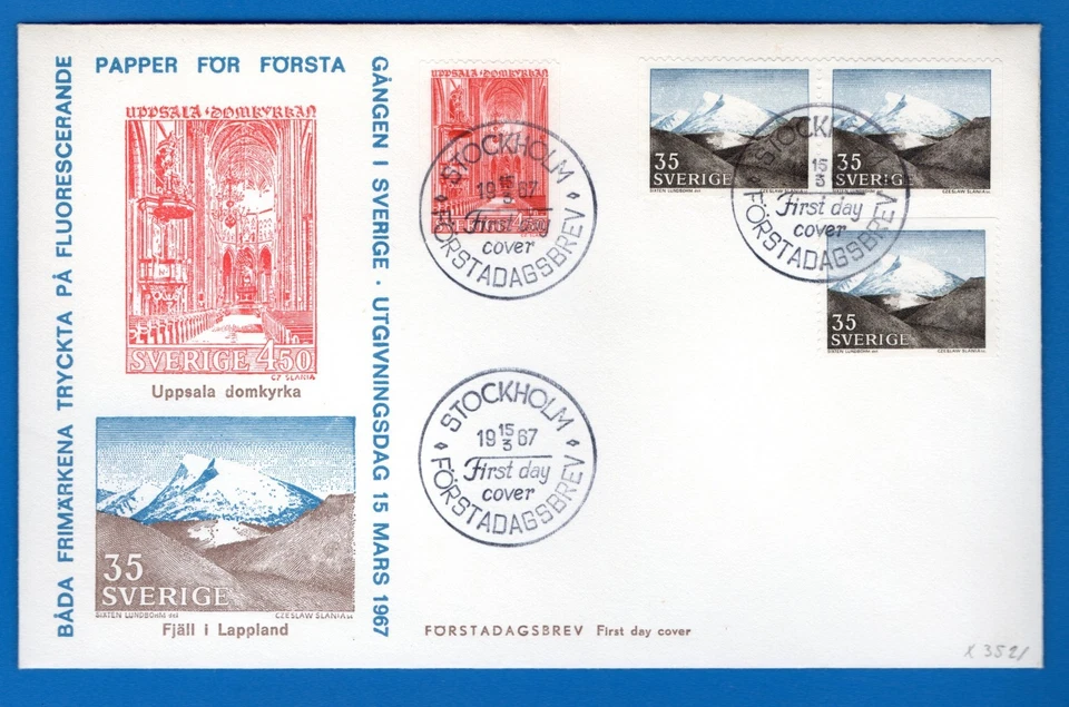 STAMPS SWEDEN-Scenery and architecture, part set of 3 + 2,FDC 1967- # - Image 2 of 2