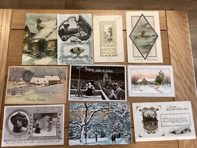 10 antike/vintage Weihnachtsgruß Postkarten ab 1904 gelaufen um 71