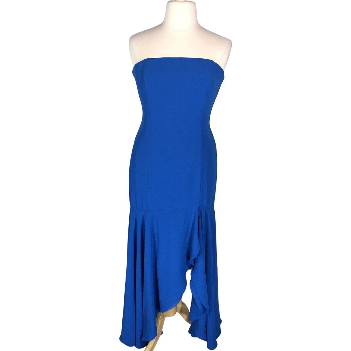 After Six Dress Womens Size XL Cobalt Blue Strapless Chiffon