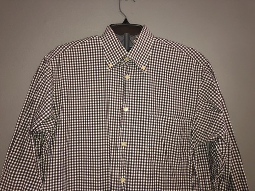 Camisa de hombre mediana con botones marrón a cuadros manga larga NUEVA - Imagen 2 de 7