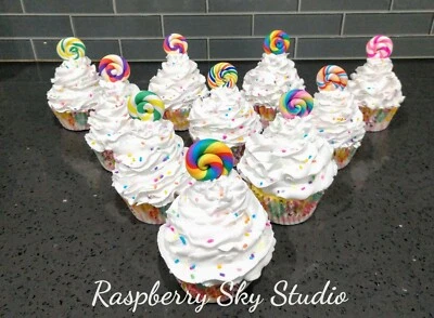 RASPBERRY SKY STUDIO New Fake Faux Lollipop Cupcake with Sprinkles Photo Prop Decorative Food