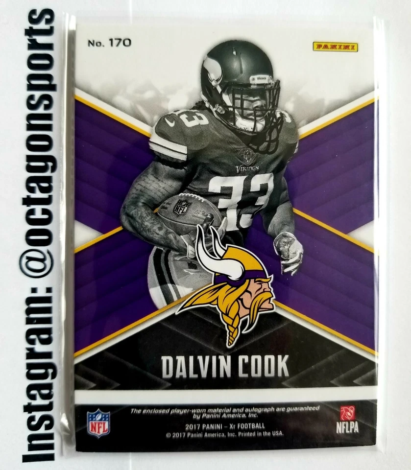 2017 PANINI XR GOLD DALVIN COOK RC/PATCH/AUTO! 1/25! 1/1! FIRST ONE! - Image 2 of 4