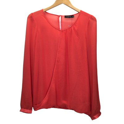 The Limited Blouse Women Medium Orange Long Sleeve Semi Sheer lightweight