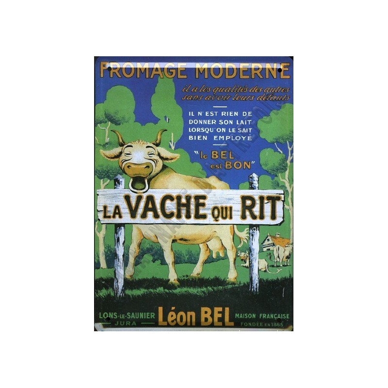 Plaque métal La Vache qui rit 30x40cm rétro : panneau mural relief