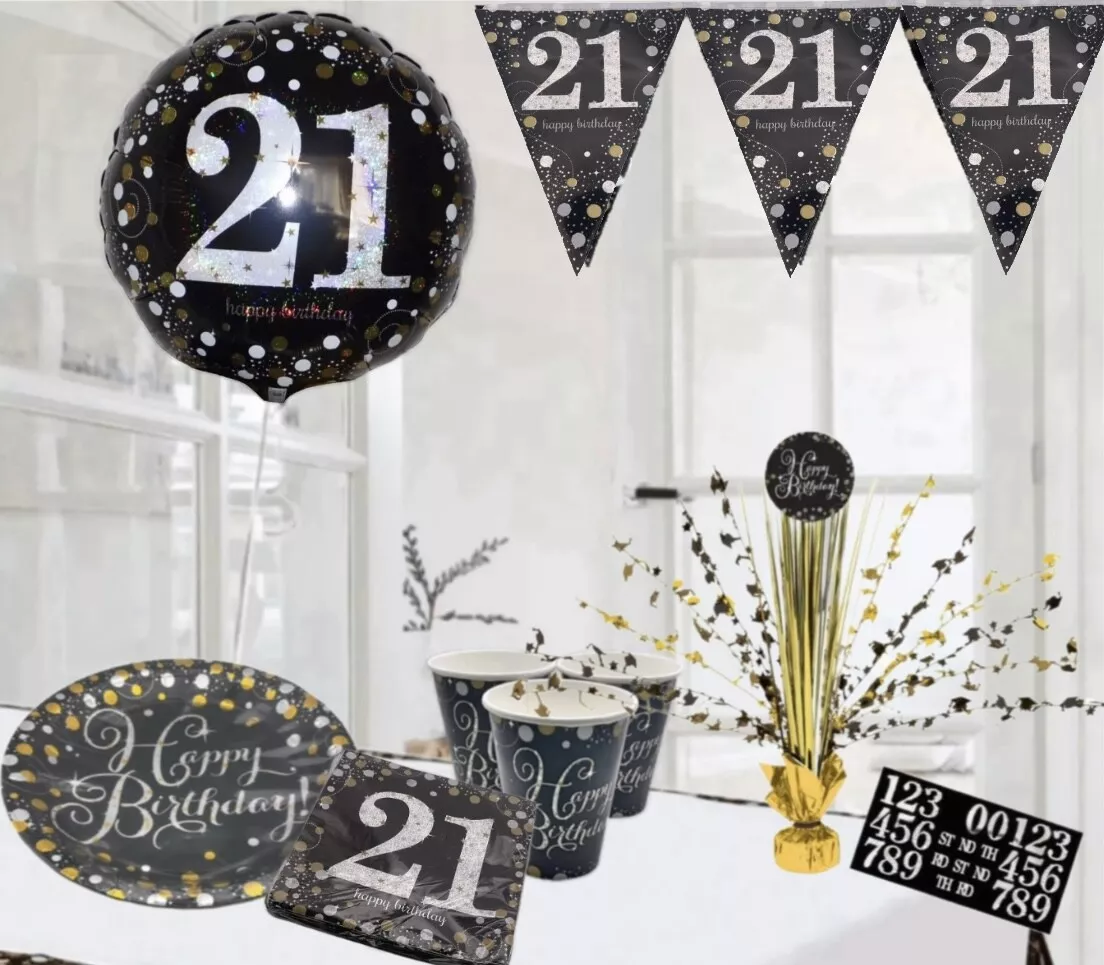 Black & Gold Themed 21st Birthday Party Decorations & ...