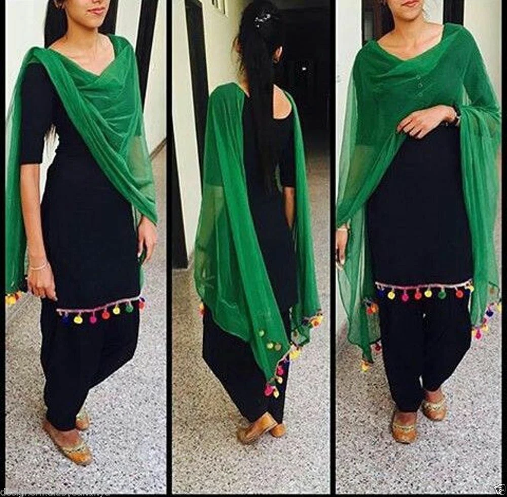 Fashion Today Black Churidar Legging Suit with Resham Work LSTV116720