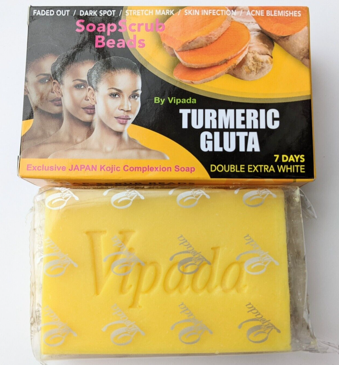 Savon Blanchissant VIPADA Gold Orange - Vitamine C, Collagène, Gluta, Kojic - 160g