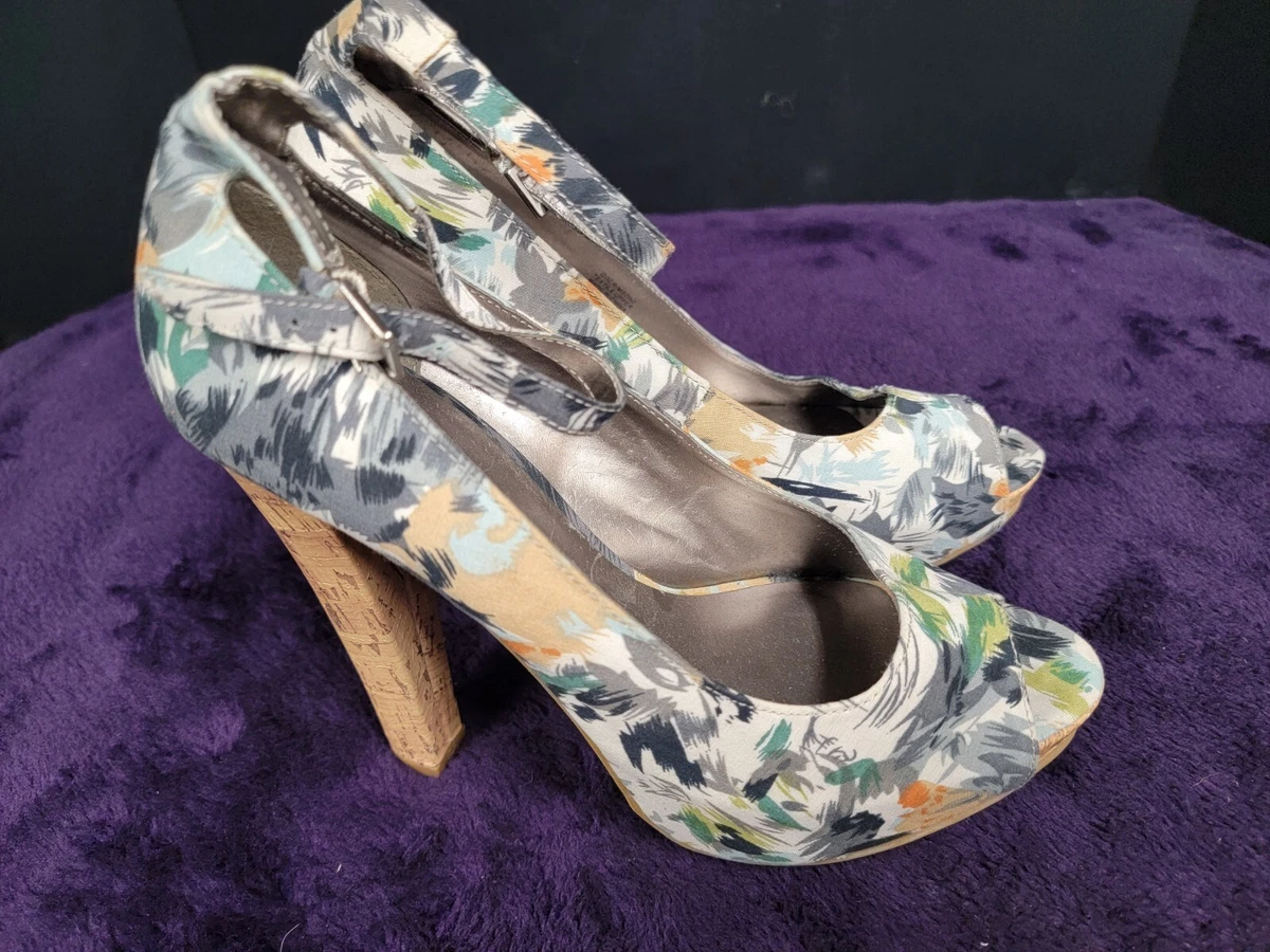 Guess Floral Print Closed Toe High Heels Size 7 1 2 M eBay