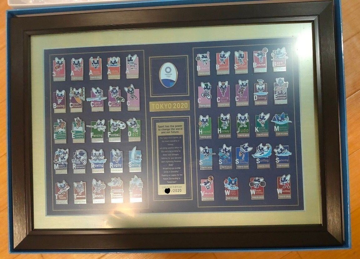 Tokyo 2020 Olympic All-Sport Framed Pin Badge Set JAPAN used