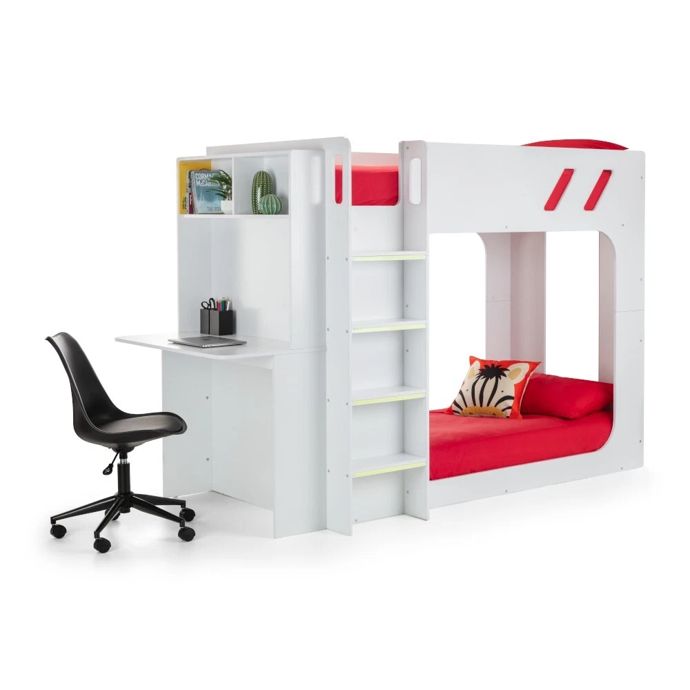 Wooden Bunk Bed Venus White Wooden Storage Bunk Bed With End Desk 3ft