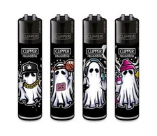 4 Clipper® Feuerzeuge groß Gespenster 2 ganze Serie Lighter Sammler Black Cap