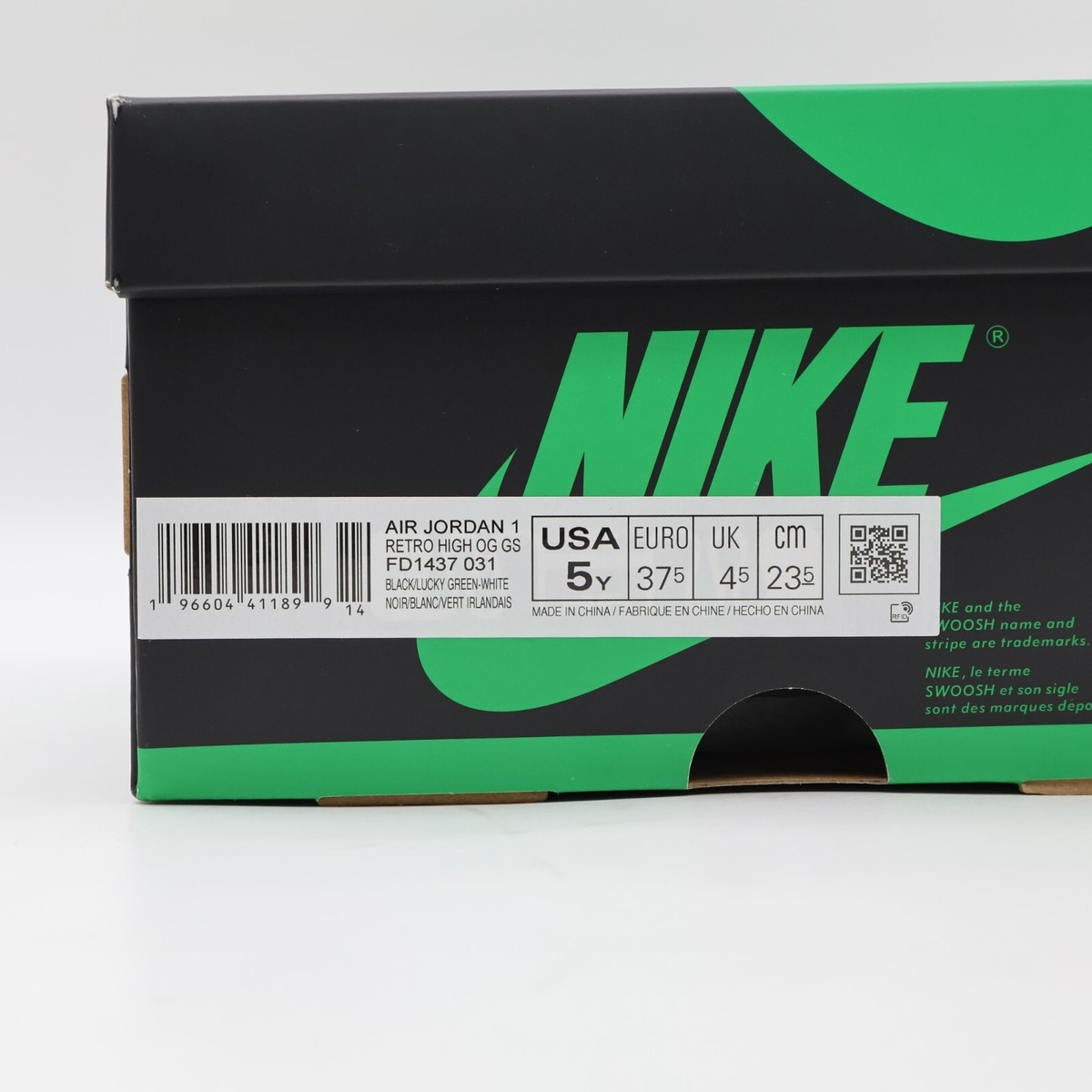 FD1437-031 Nike GS Air Jordan 1 Retro High OG Celtics Black