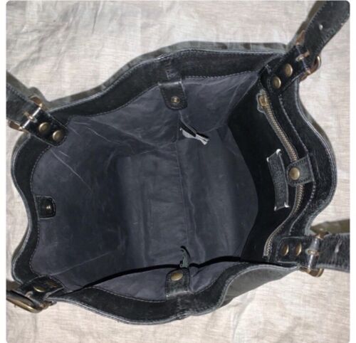 pre-loved auth MAISON MARTIN MARGIELA black lambskin leather TOTE bucket BAG - Picture 5 of 15