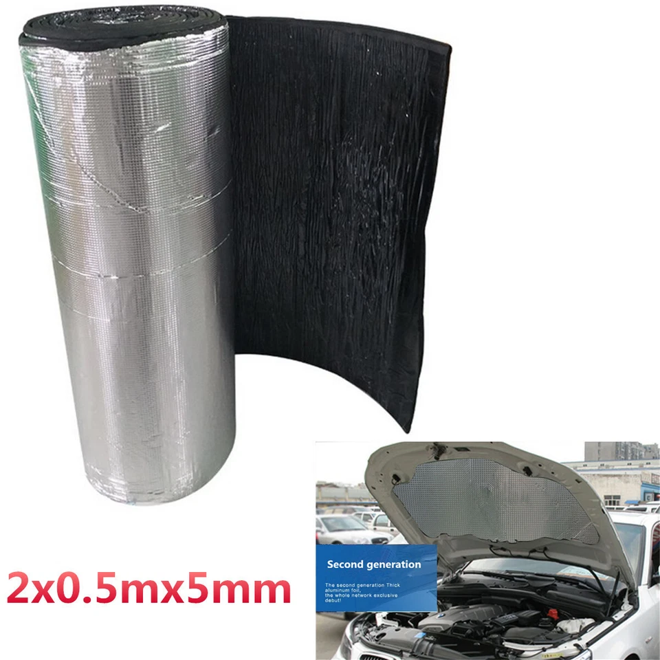 Car Hood Exhaust Heat Shield Mat Muffler Hood Insulation PE Aluminum Cotton Mat - Image 2 of 4