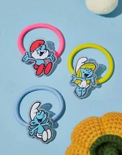 NEW Set Of 3 SMURFS Hair Clips HAIR TIE Barrettes SMURFETTE Cartoon PAPA SMURF