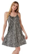 Ladies Womens Black  White Animal Print Silky Satin Chemise - SIZE 8/10