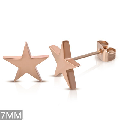 2er Set Ohrstecker Piercing 316L Edelstahl Stern Star rosegold Damen