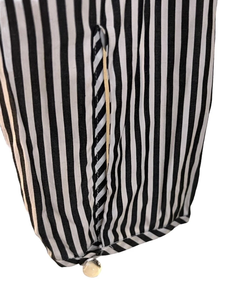 Vestido para mujer 3.1 PHILLIP LIM negro blanco a rayas cuello en V volantes línea A talla 4 Foto 3 de 4