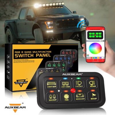 AUXBEAM 8 Gang Switch Panel Multifunction Auxiliary Toggle Circuit Control 24V