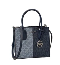 MICHAEL KORS MERCER MD SATCHEL SHOULDER MESSENGER BAG MK NAVY MULTI COLORBLOCK