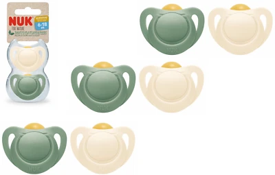 NUK for Nature Latex 6x Schnuller Beruhigungssauger gr 6 - 18 M beige / grün