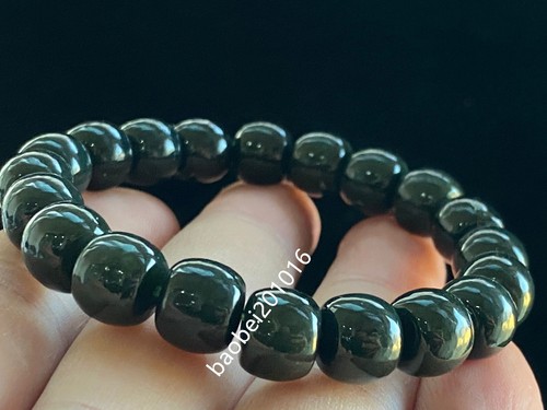 Bracciale nefrite cura fortunata perle giada Hotan naturale certificato 10 mm 和田玉手链 - Foto 4 di 5