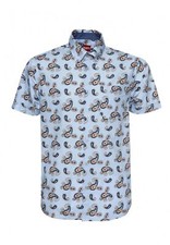 MENS MERC LONDON SHORT SLEEVE CLASSIC PAISLEY SHIRT NEAL - BOY BLUE 