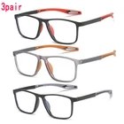 3PK Men TR90 Anti-blue Light Square Reading Glasses Sport Lightweight Glasses