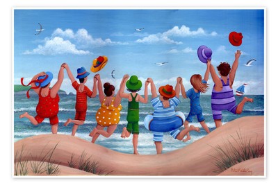 Poster Strandparty, Regenbogen Szene - Peter Adderley