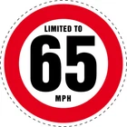 LIMITED TO 65 MPH Vehicle Speed Restriction Sticker Vinyl Car Van 10 Cm