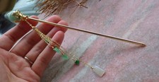 Certified Green Natural A Jade jadeite hairpin Hair pin bead 6 inches 543711 VS
