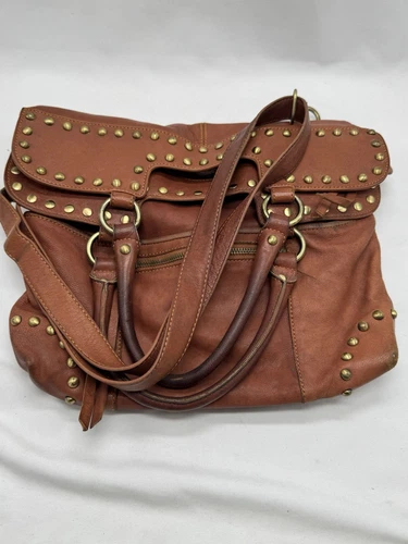 WANDLER Borsa a tracolla convertibile Sorial New York in pelle marrone con borchie ottone