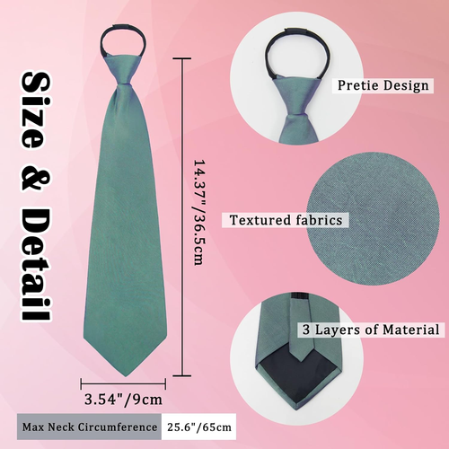 Ties for Women, School Ties for Girls, Adjustable Black/Red Pre-tied Zipper Tie - Picture 2 of 6
